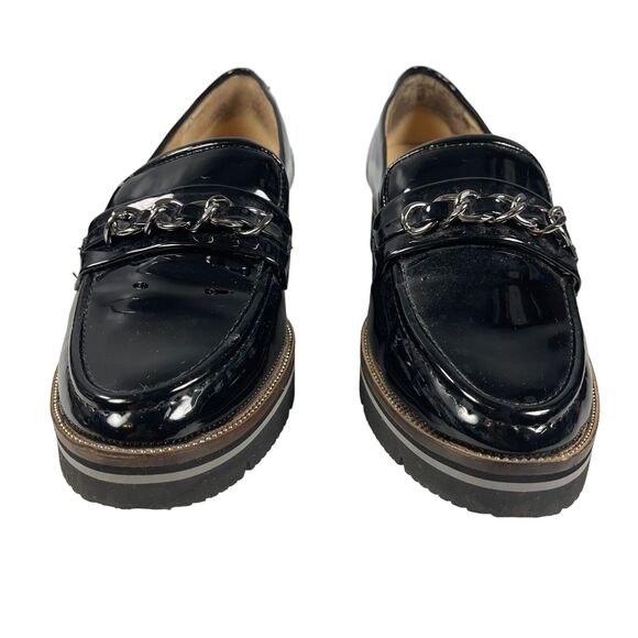 Alex Marie PLATFORM LOAFERS Size 9 Womens Chain Goth Black Patent Grensley Shoes - Picture 2 of 11
